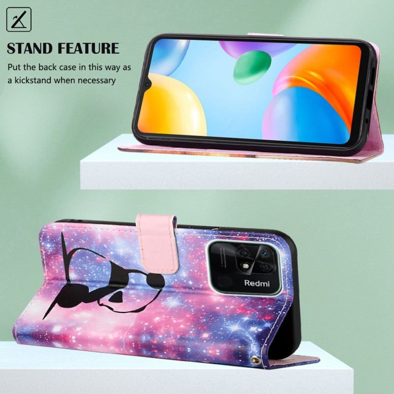 Flip Cover Xiaomi Redmi 10C Med Snor Strappy Space Panda