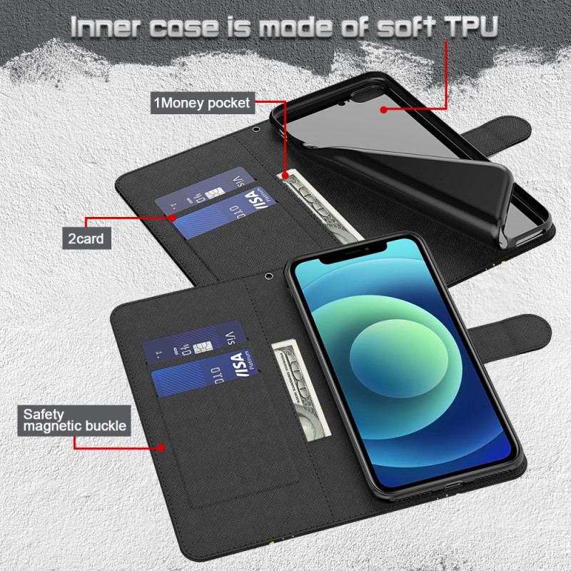 Flip Cover Xiaomi Redmi 10C Med Snor Thong Sommerfugle