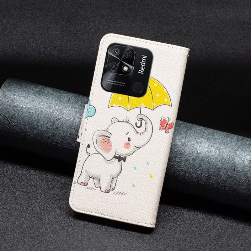 Læder Cover Xiaomi Redmi 10C Elefant Paraply