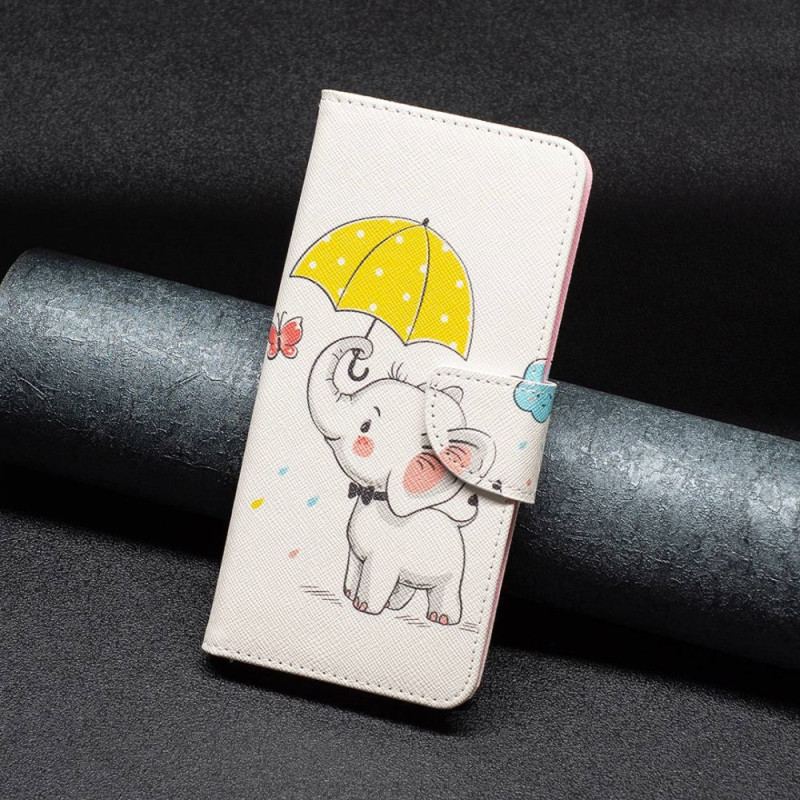 Læder Cover Xiaomi Redmi 10C Elefant Paraply