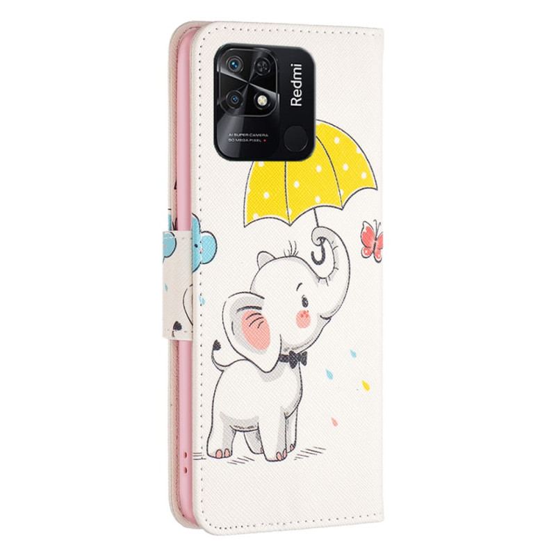Læder Cover Xiaomi Redmi 10C Elefant Paraply