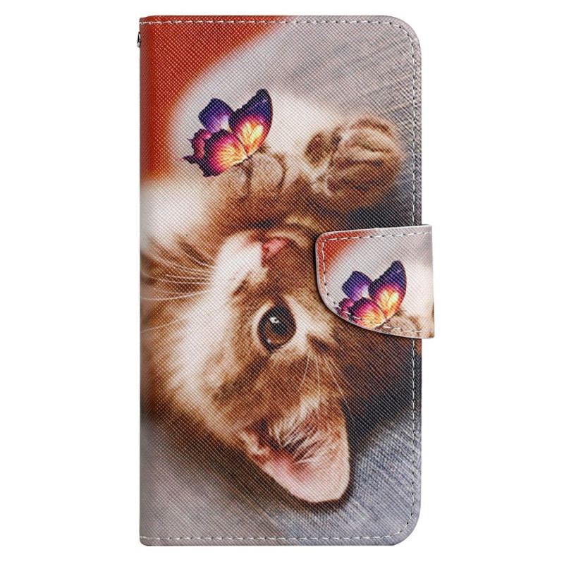 Læder Cover Xiaomi Redmi 10C Med Snor Kun Thong Cats