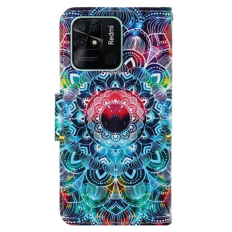 Læder Cover Xiaomi Redmi 10C Med Snor Strappy Mandala