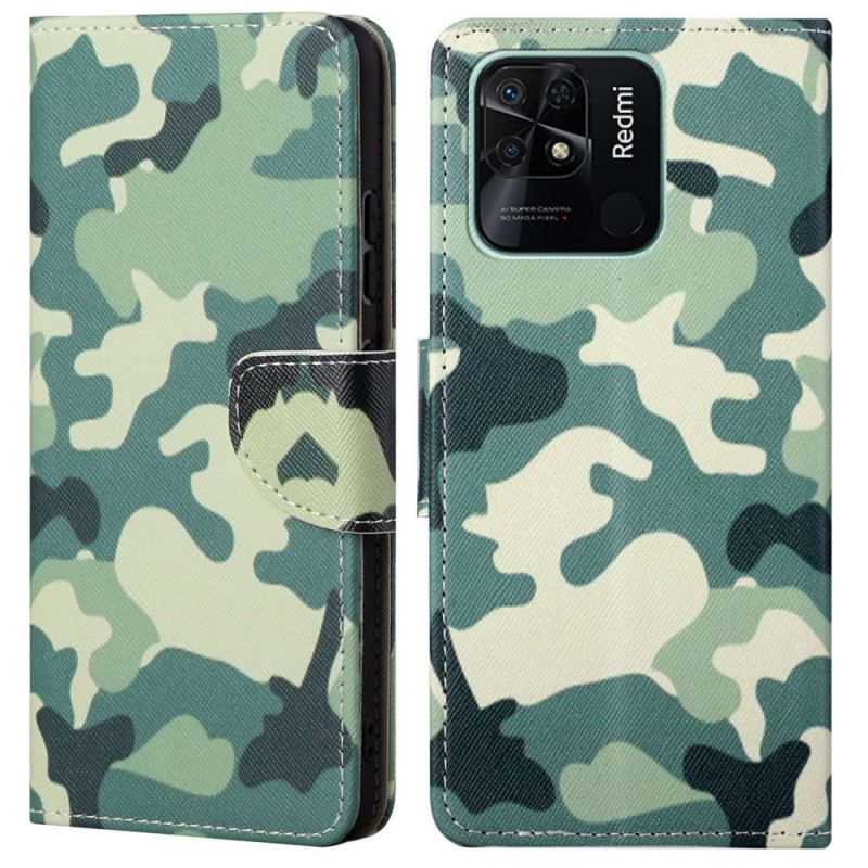 Læder Cover Xiaomi Redmi 10C Militær Camouflage