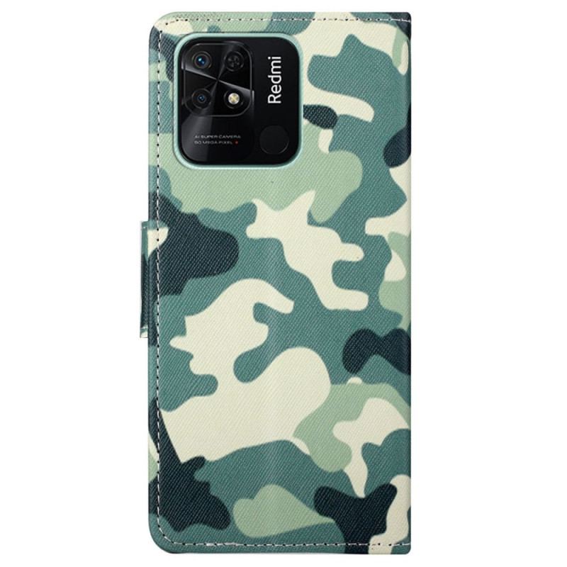 Læder Cover Xiaomi Redmi 10C Militær Camouflage