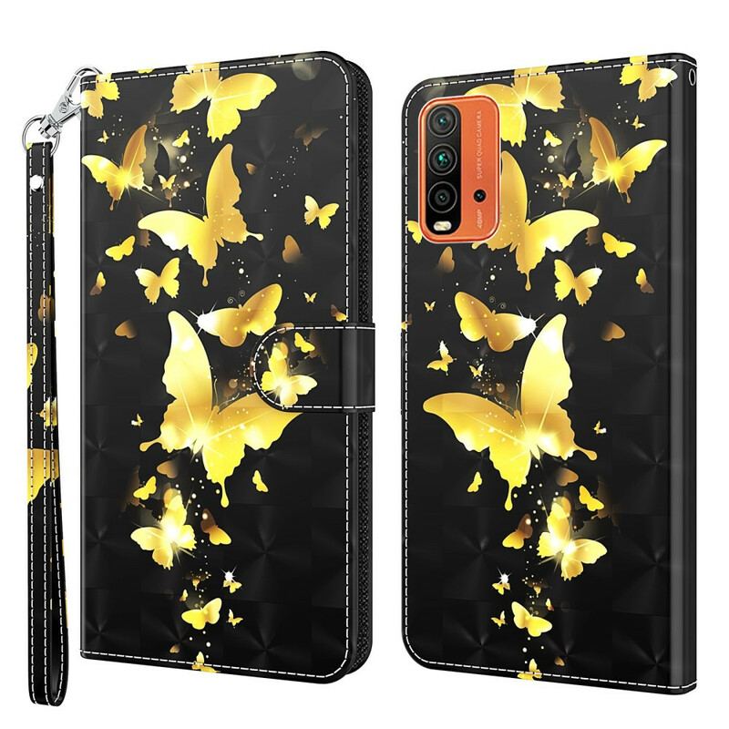 Flip Cover Xiaomi Redmi 9T Gule Sommerfugle