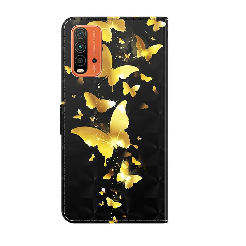 Flip Cover Xiaomi Redmi 9T Gule Sommerfugle