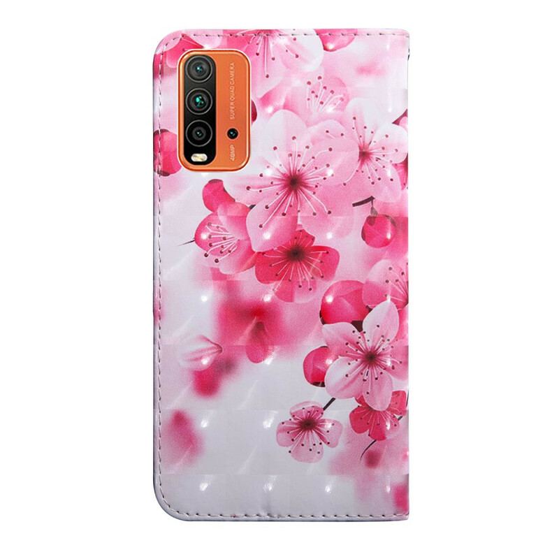 Flip Cover Xiaomi Redmi 9T Lyserøde Blomster