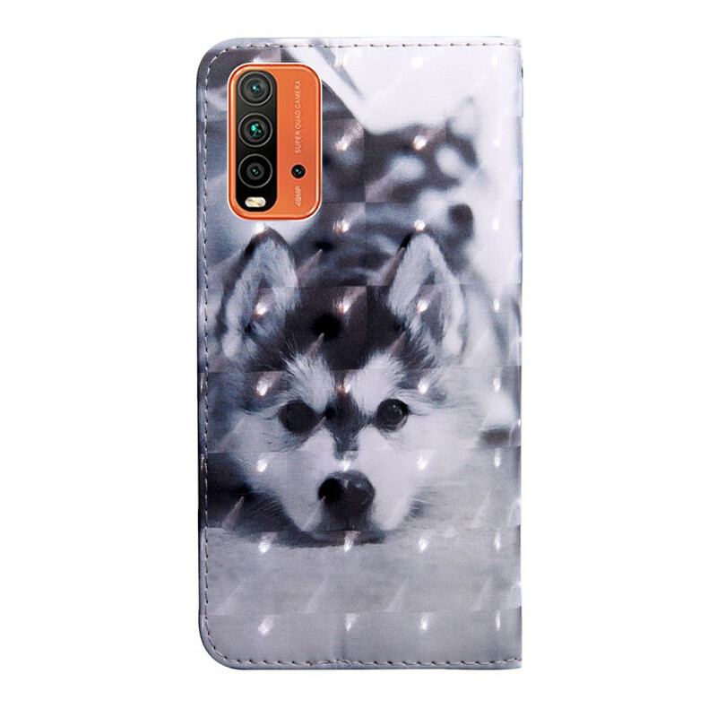 Flip Cover Xiaomi Redmi 9T Sort Og Hvid Hund