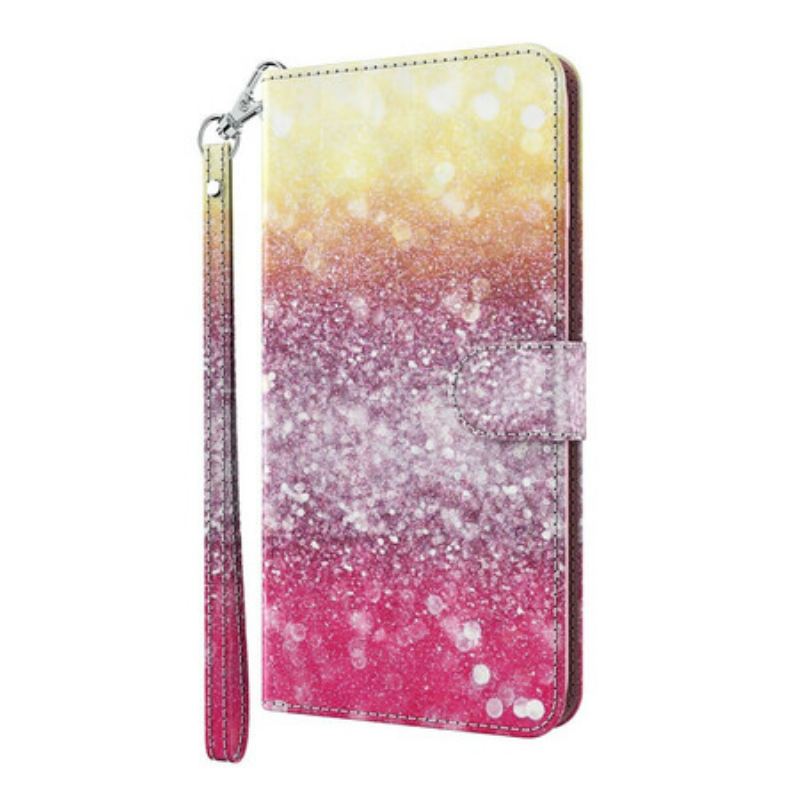 Læder Cover Xiaomi Redmi 9T Magenta Glitter Gradient