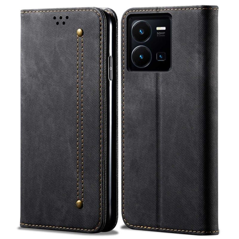 Cover Vivo Y35 Flip Cover Denim Stof