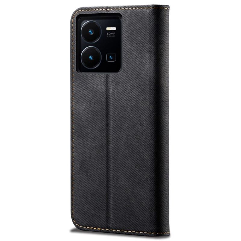 Cover Vivo Y35 Flip Cover Denim Stof