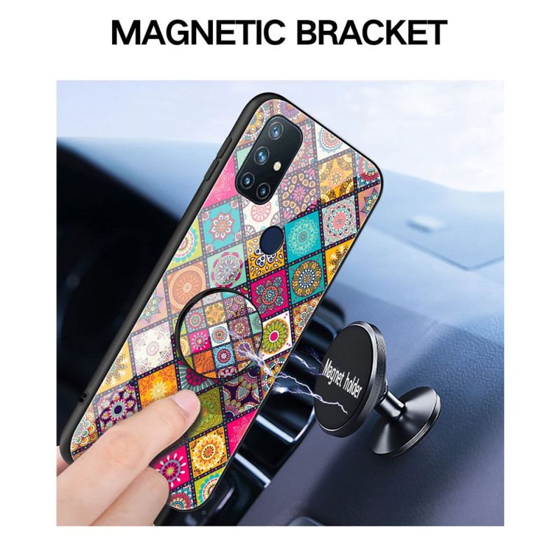 Cover OnePlus Nord N10 Patchwork Magnetisk Holder