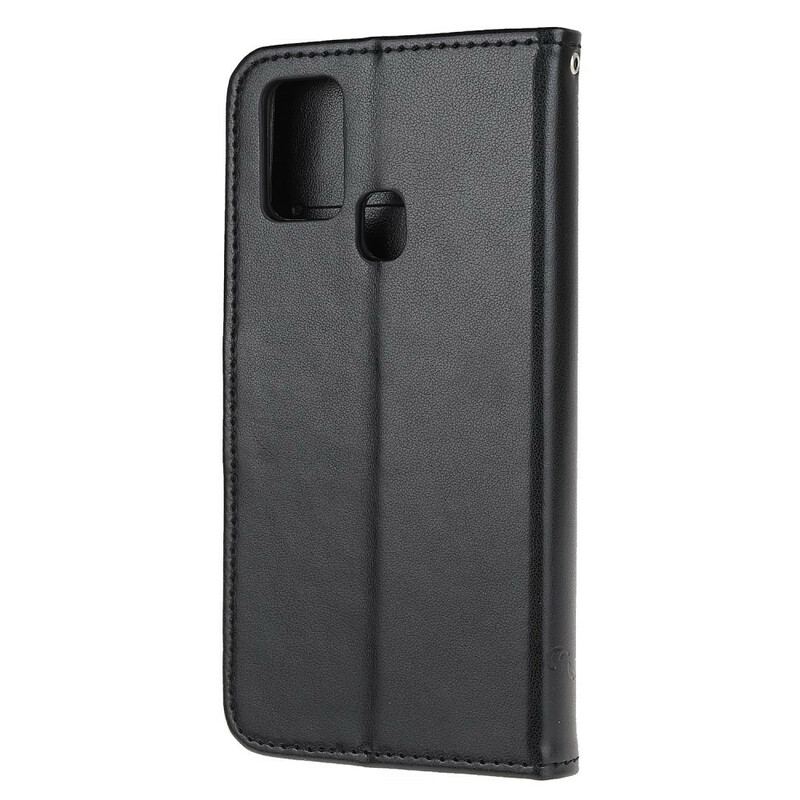 Flip Cover OnePlus Nord N10 Med Snor Thong Sommerfugle Og Blomster