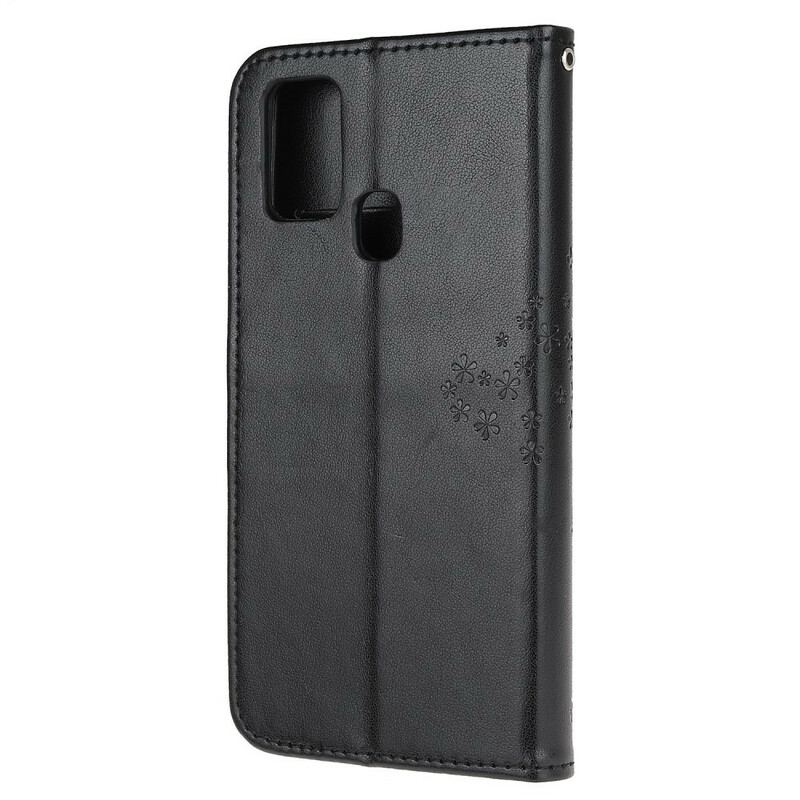 Flip Cover OnePlus Nord N10 Med Snor Thong Træ Og Ugler