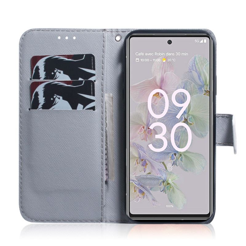 Flip Cover Google Pixel 6A Hvid Tiger