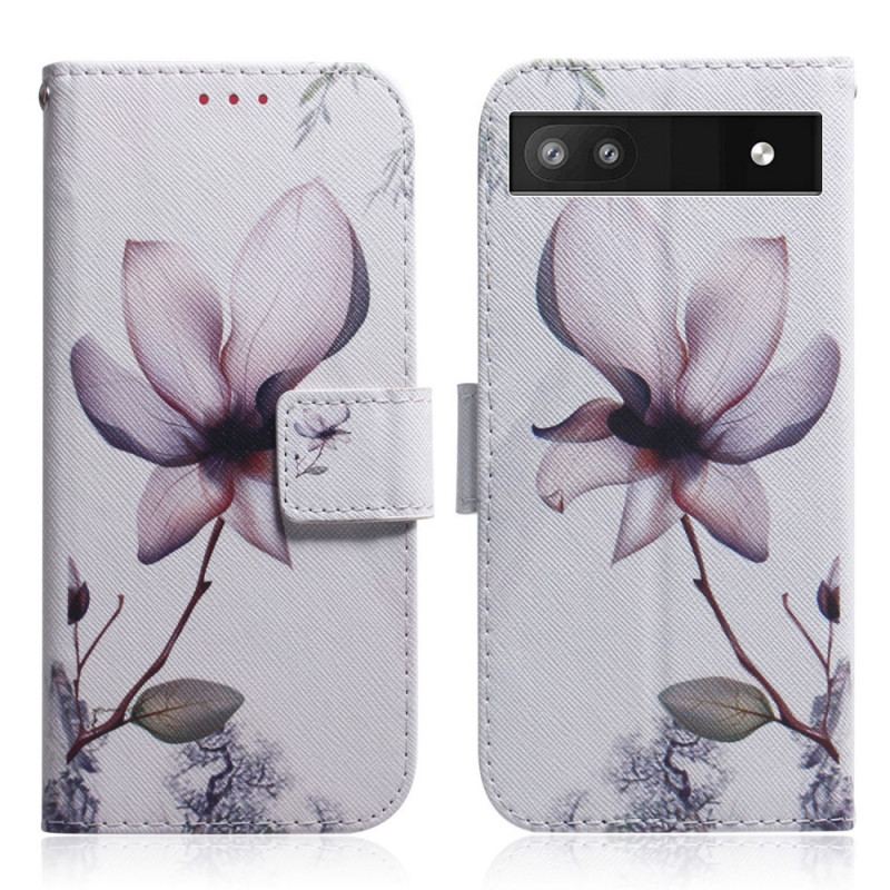 Flip Cover Google Pixel 6A Lyserød Blomst