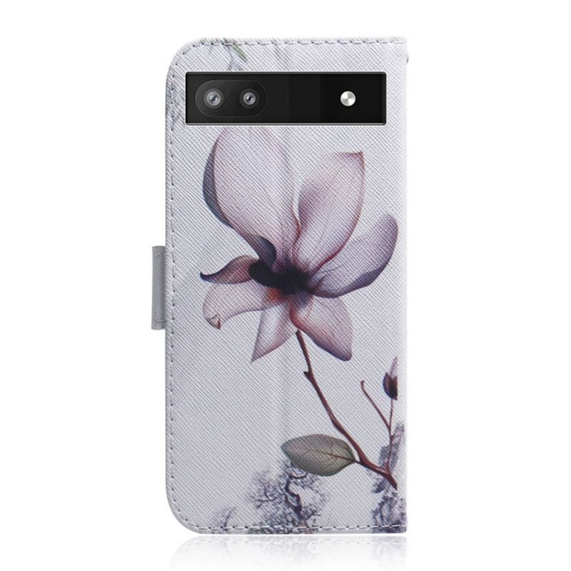 Flip Cover Google Pixel 6A Lyserød Blomst