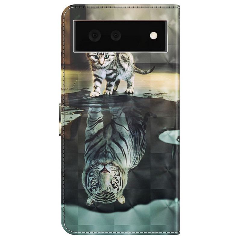 Flip Cover Google Pixel 6A Med Snor Strappy Kitten Dream