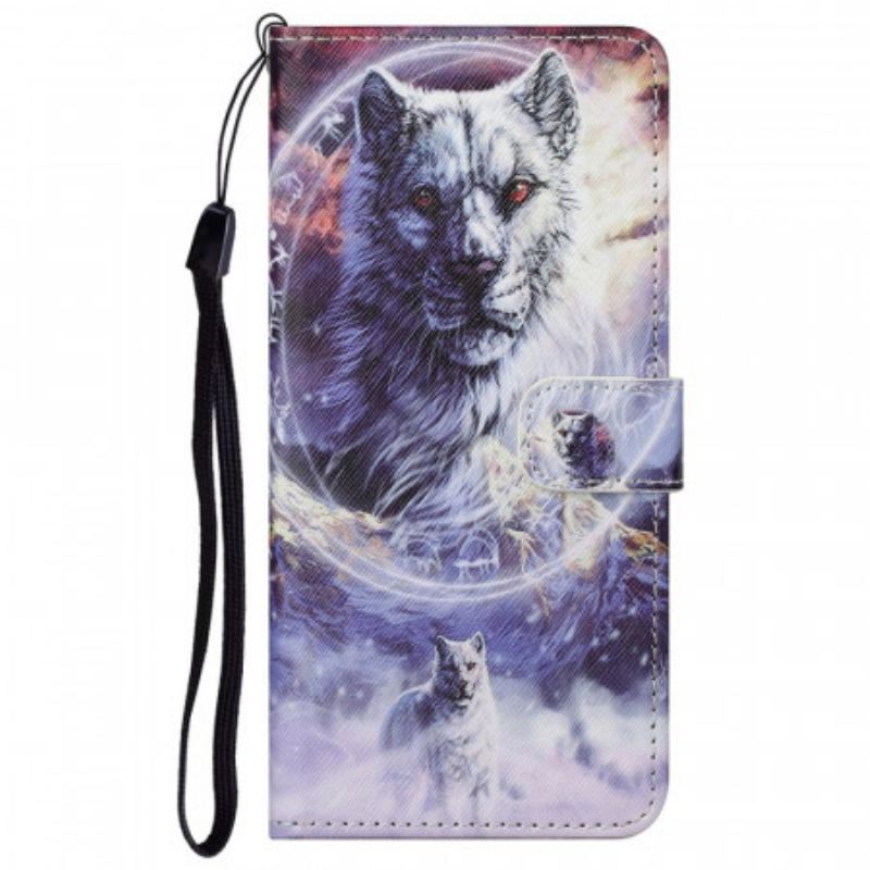 Flip Cover Google Pixel 6A Med Snor Thong Wolves