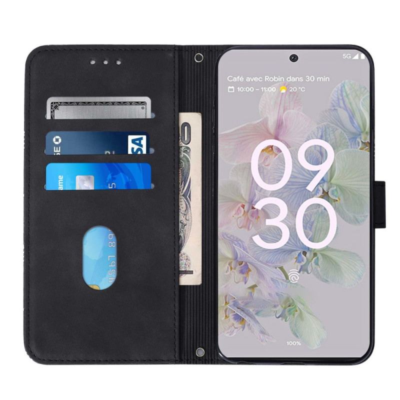 Flip Cover Google Pixel 6A Mønster Med Skulderrem