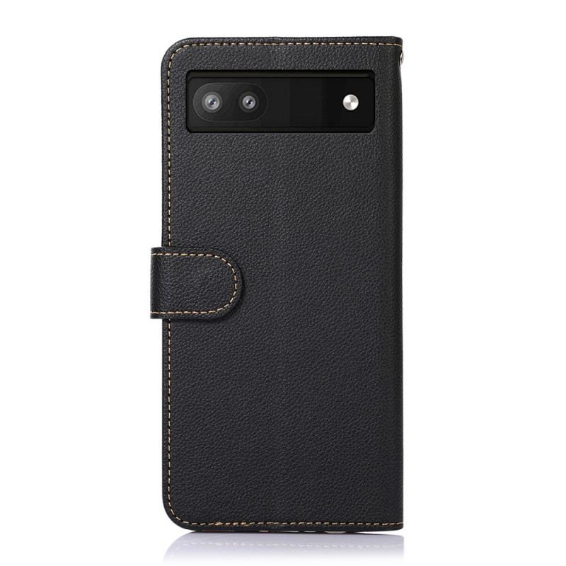 Læder Cover Google Pixel 6A Lychee Style Rfid Khazneh