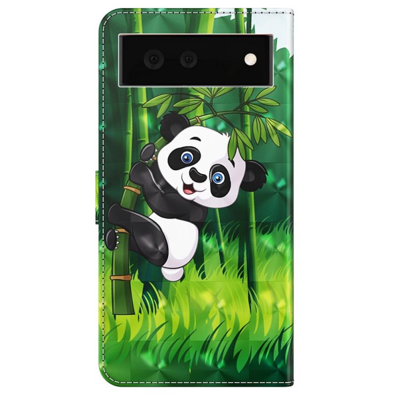 Læder Cover Google Pixel 6A Med Snor Strappy Panda