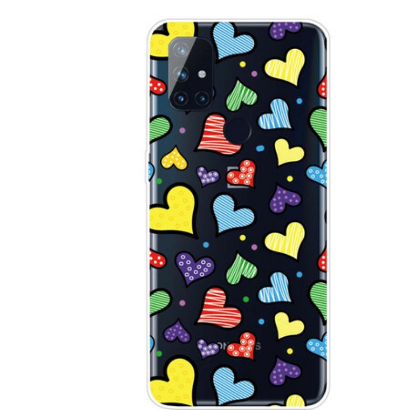 Cover OnePlus Nord N100 Flerfarvede Hjerter