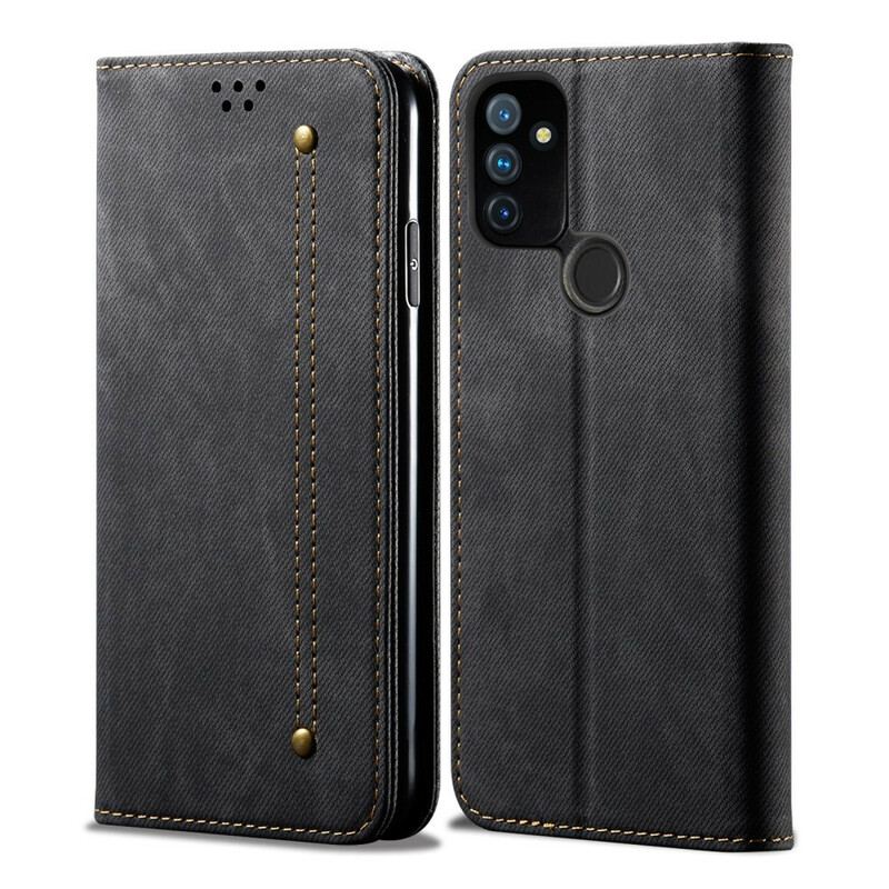 Cover OnePlus Nord N100 Flip Cover Tekstur På Jeans I Imiteret Læder