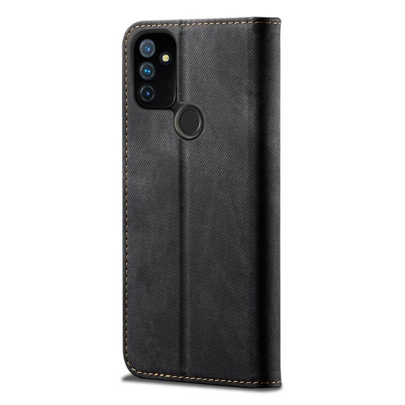 Cover OnePlus Nord N100 Flip Cover Tekstur På Jeans I Imiteret Læder