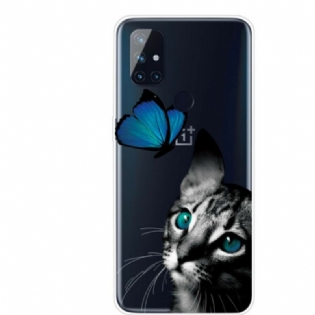 Cover OnePlus Nord N100 Kat Og Sommerfugl