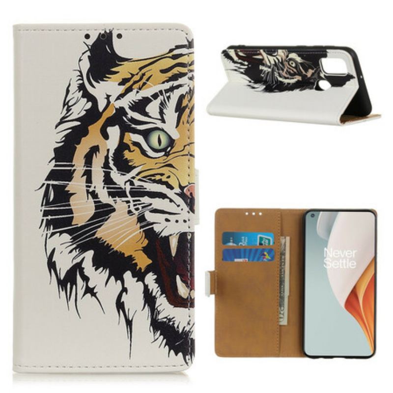 Flip Cover OnePlus Nord N100 Hård Tiger