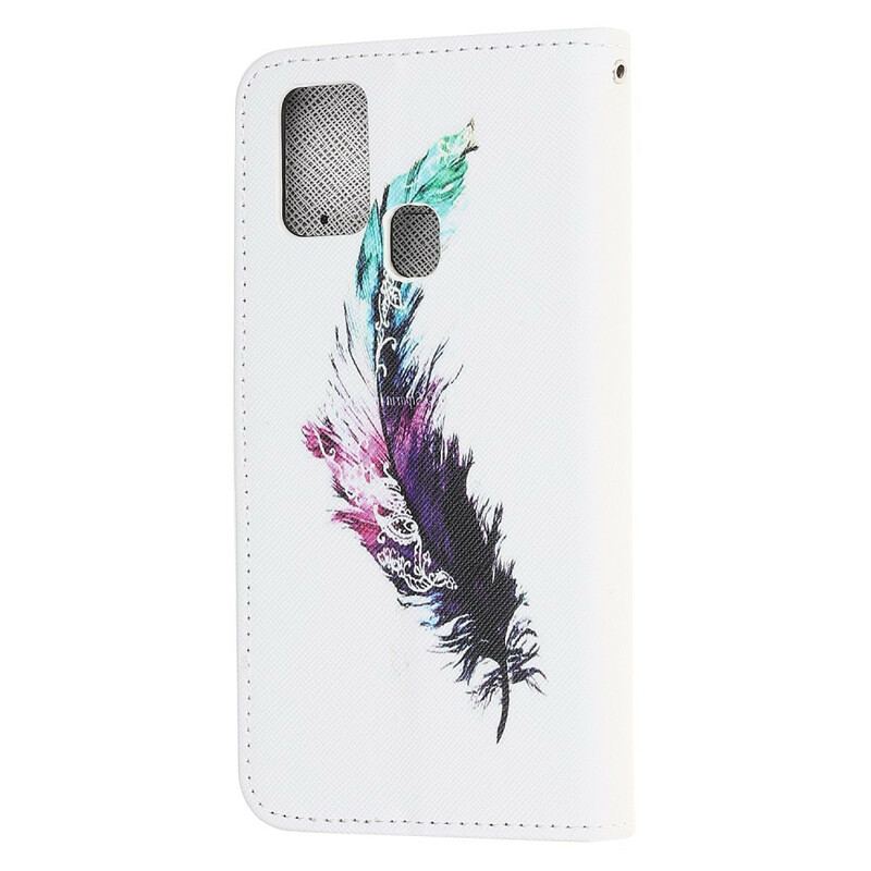 Flip Cover OnePlus Nord N100 Med Snor Fjer Med Snor