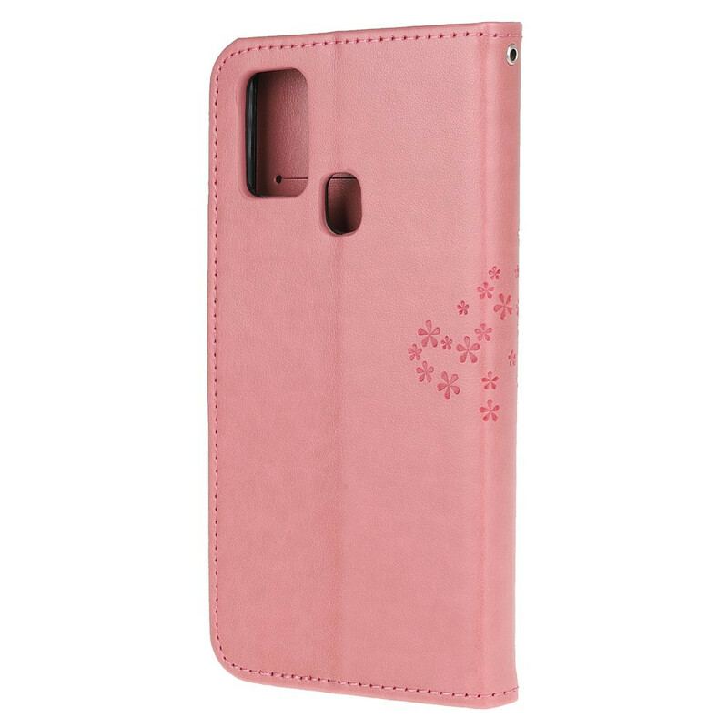 Flip Cover OnePlus Nord N100 Med Snor Thong Træ Og Ugler