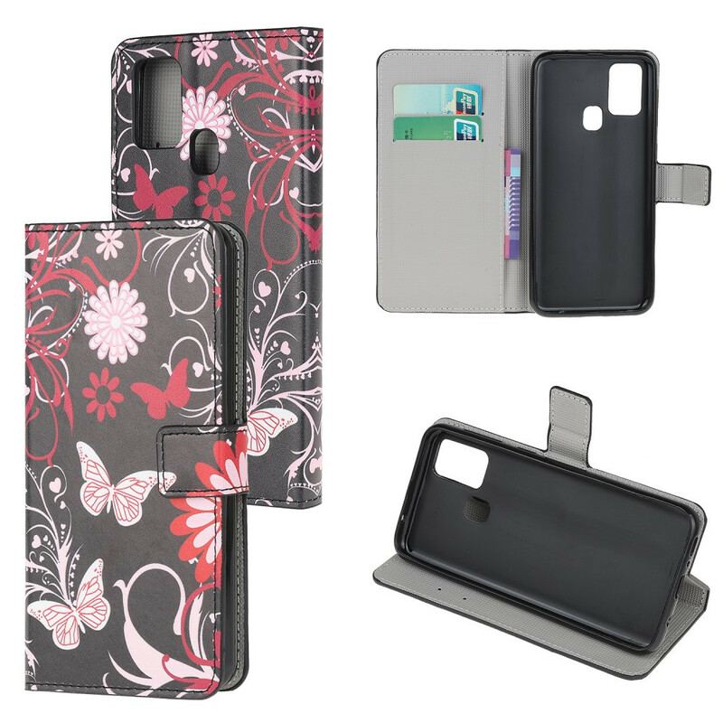 Flip Cover OnePlus Nord N100 Sommerfugle Og Blomster