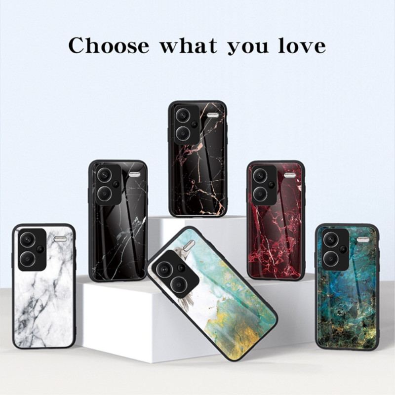 Cover Xiaomi Redmi Note 13 Pro Plus 5g Telefon Etui Rød Marmor Hærdet Glas