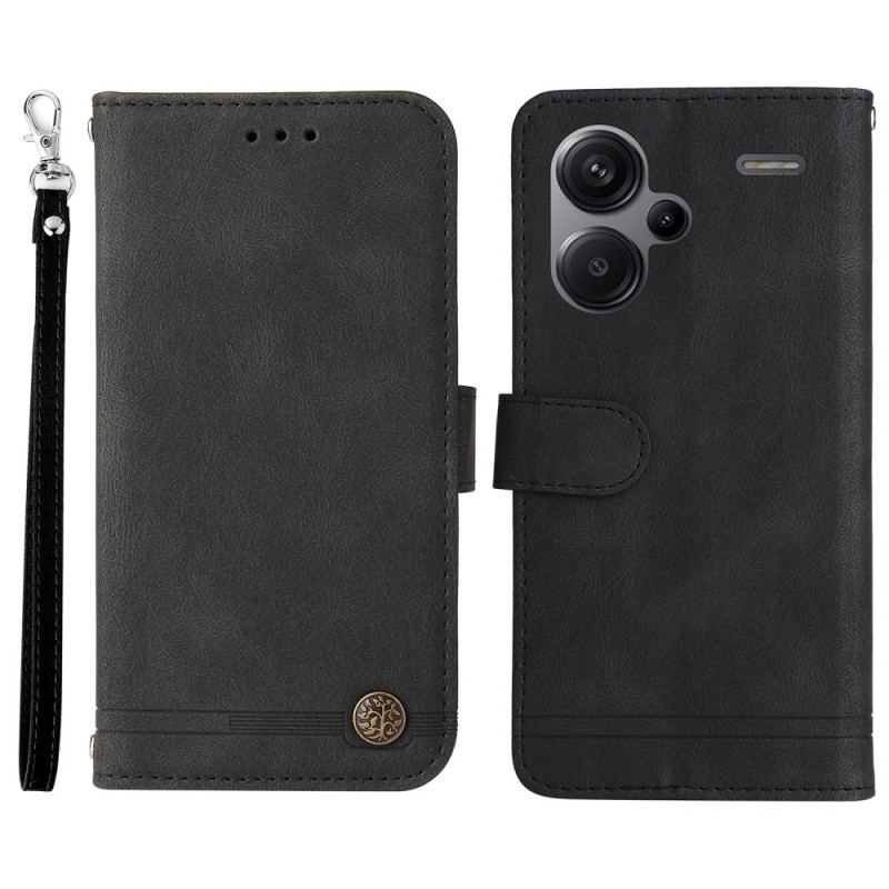 Flip Cover Xiaomi Redmi Note 13 Pro Plus 5g Dekorativ Nitte Med Rem