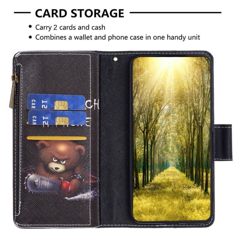 Læder Cover Xiaomi Redmi Note 13 Pro Plus 5g Telefon Etui Dangerous Bear Wallet