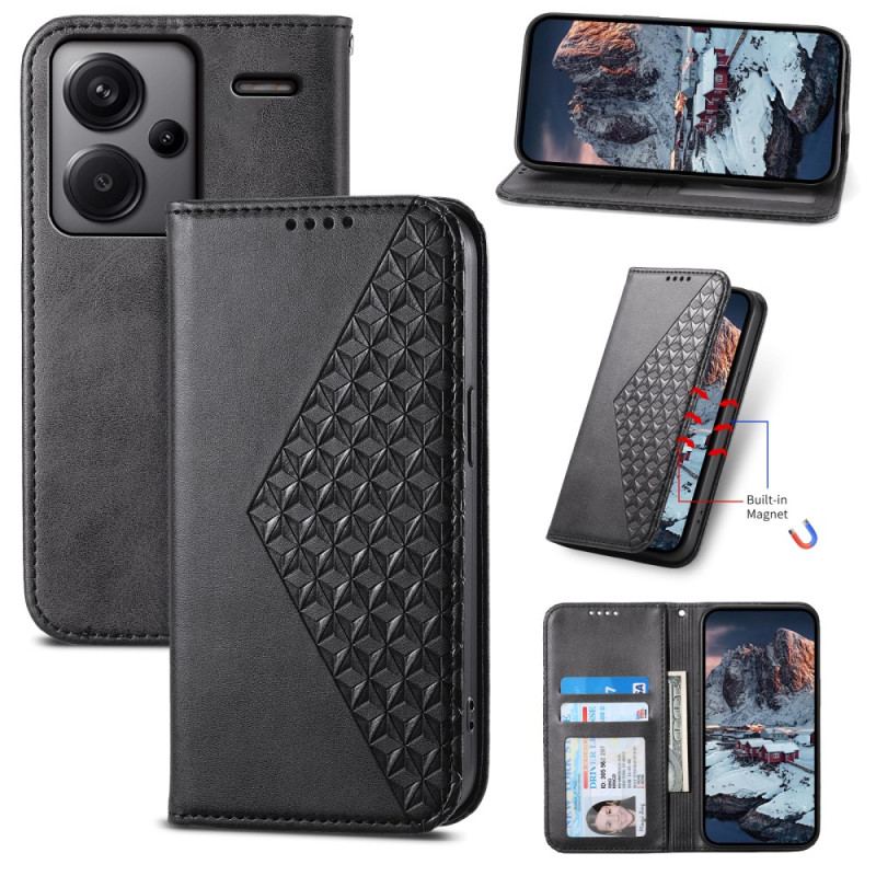 Læder Cover Xiaomi Redmi Note 13 Pro Plus 5g Telefon Etui Diamantdesign Med Rem