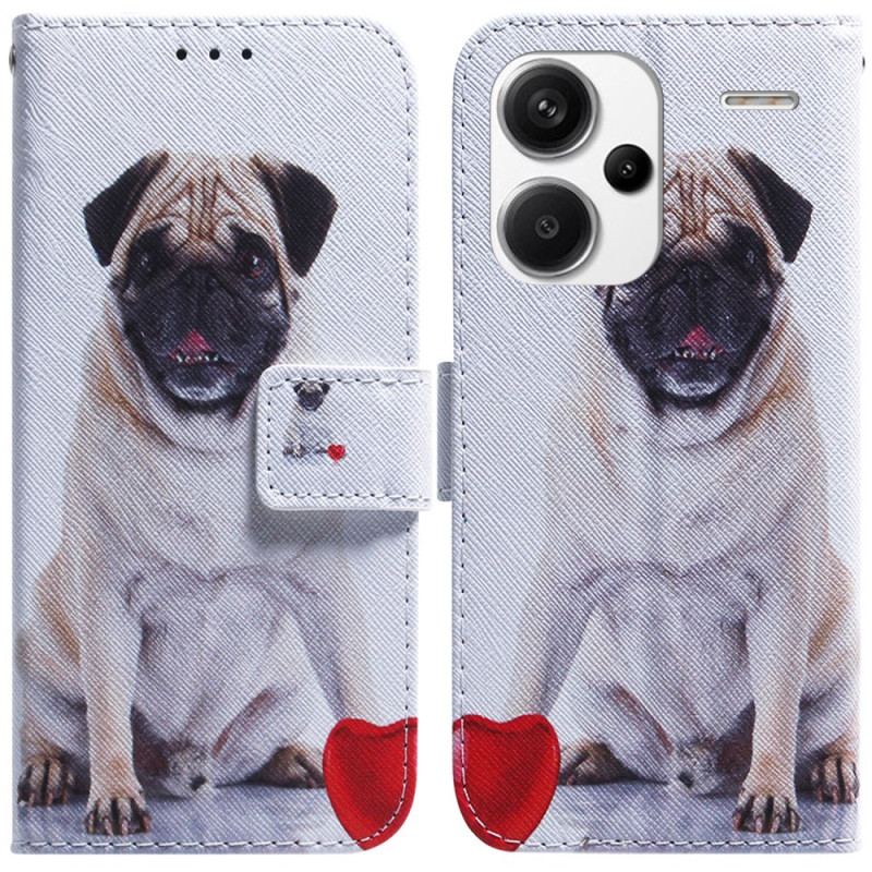 Læder Cover Xiaomi Redmi Note 13 Pro Plus 5g Telefon Etui Mops Hund