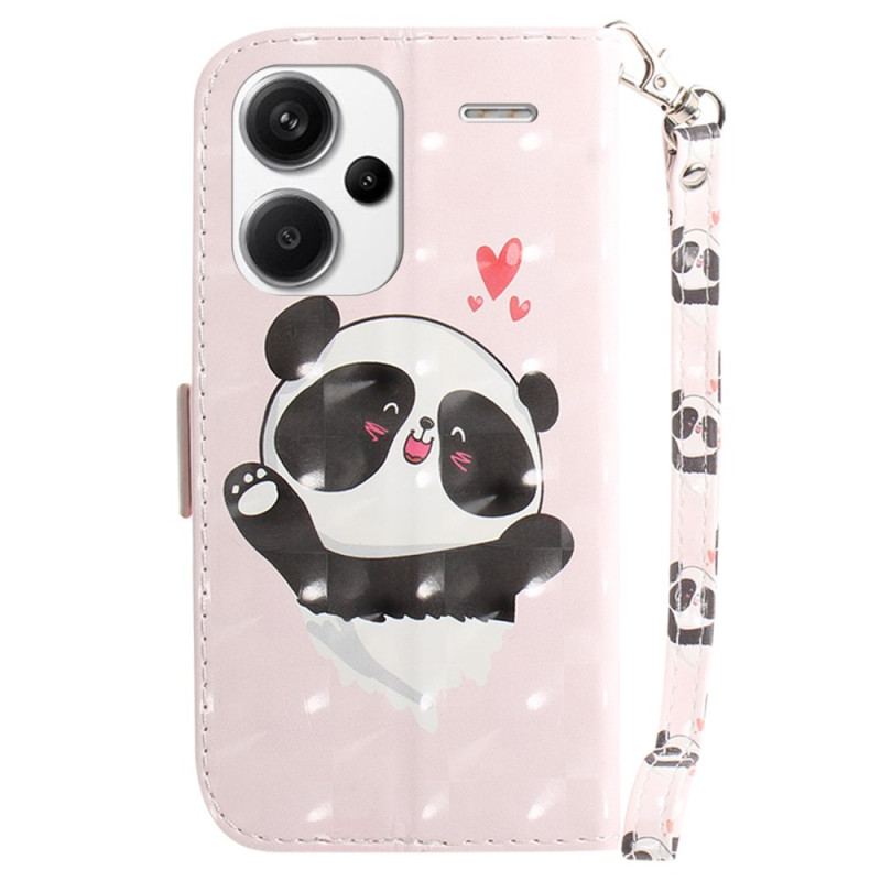 Læder Cover Xiaomi Redmi Note 13 Pro Plus 5g Telefon Etui Panda Love Med Rem