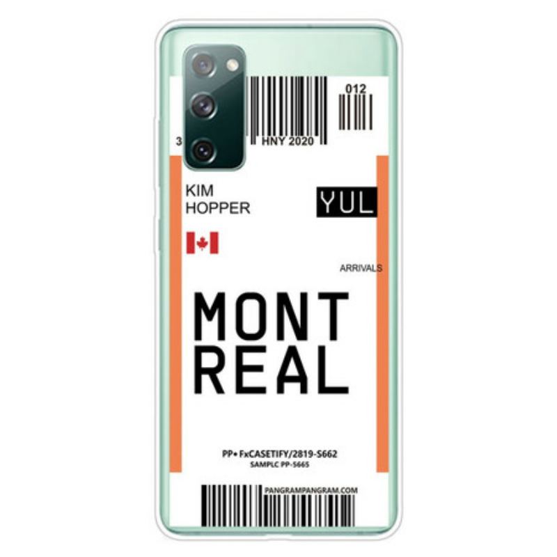 Cover Samsung Galaxy S20 FE Boardingkort Til Montreal