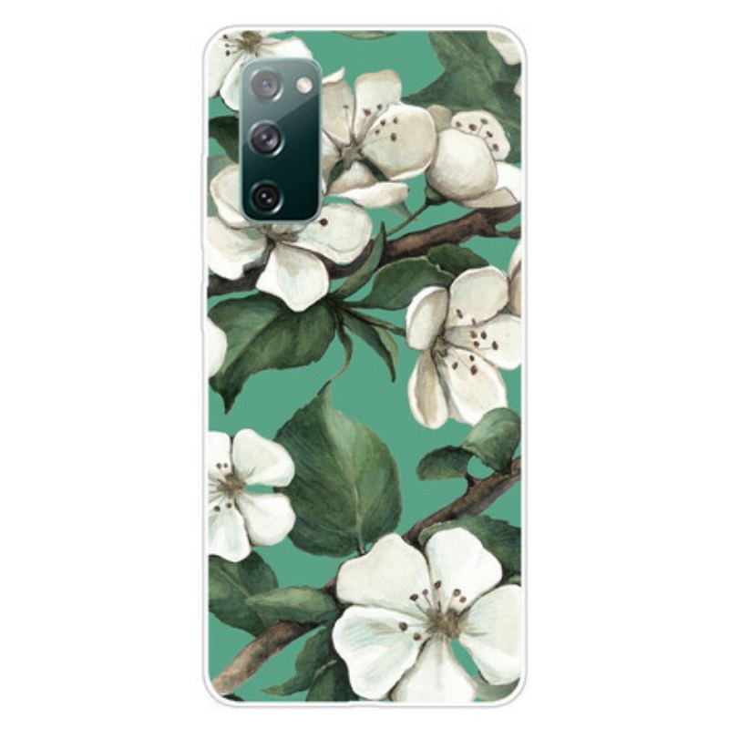 Cover Samsung Galaxy S20 FE Malede Hvide Blomster