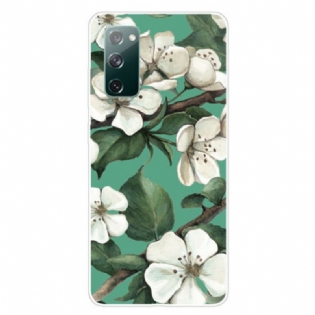 Cover Samsung Galaxy S20 FE Malede Hvide Blomster