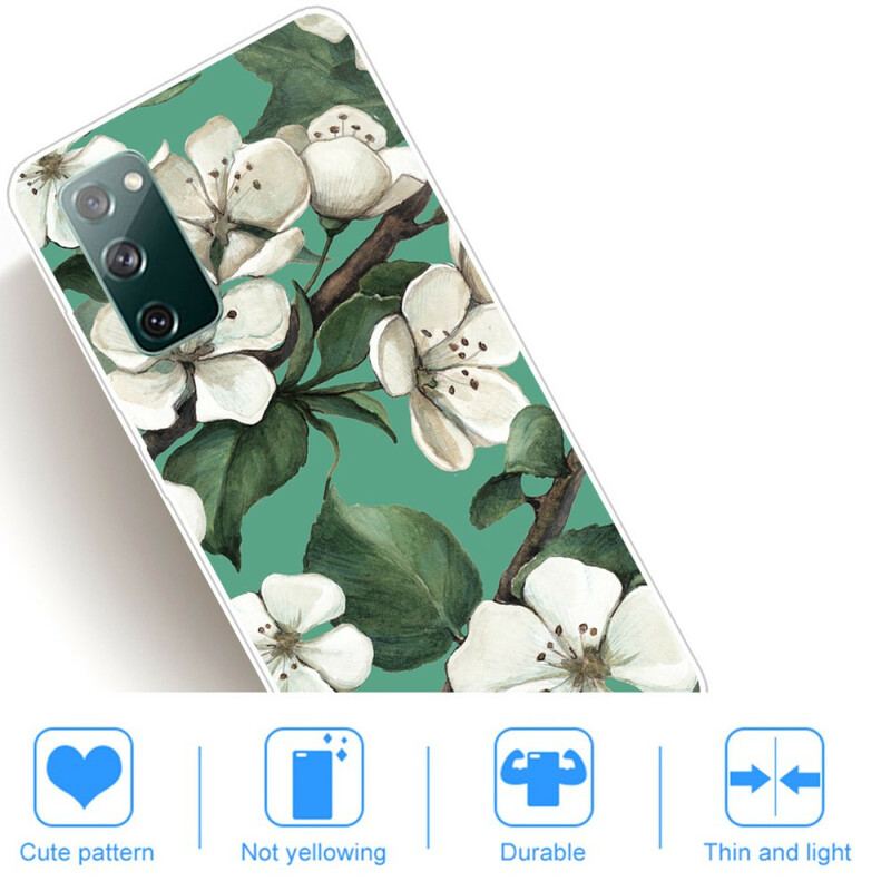 Cover Samsung Galaxy S20 FE Malede Hvide Blomster