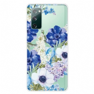 Cover Samsung Galaxy S20 FE Sømløs Akvarel Blå Blomster