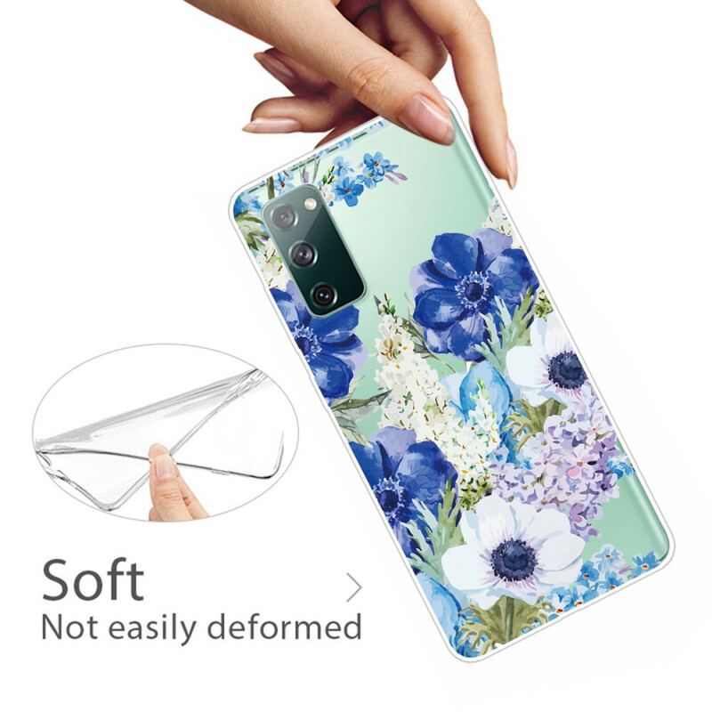 Cover Samsung Galaxy S20 FE Sømløs Akvarel Blå Blomster