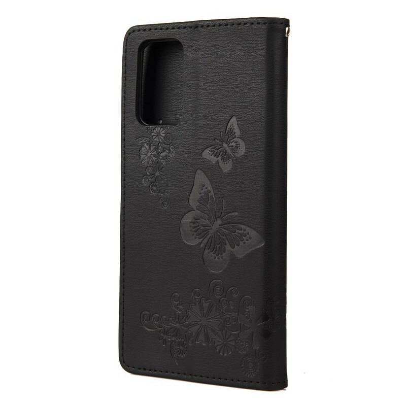 Flip Cover Samsung Galaxy S20 FE Kun Sommerfugle Med Snor