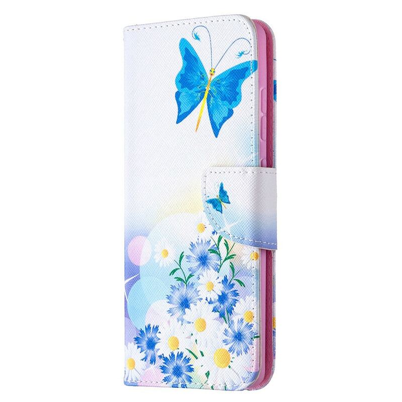 Flip Cover Samsung Galaxy S20 FE Malede Sommerfugle Og Blomster