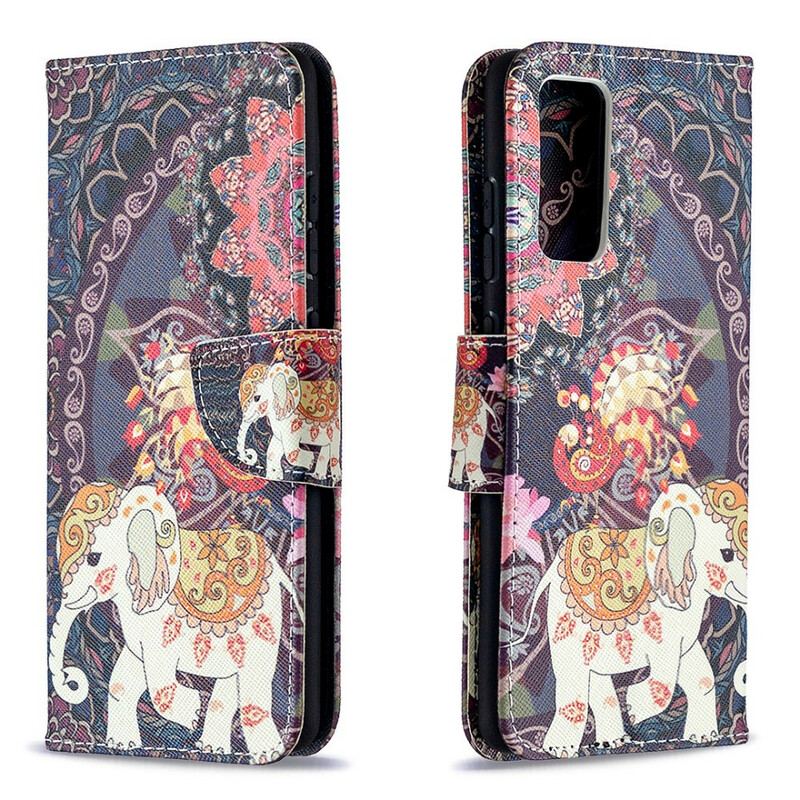 Flip Cover Samsung Galaxy S20 FE Mandala Med Etniske Elefanter